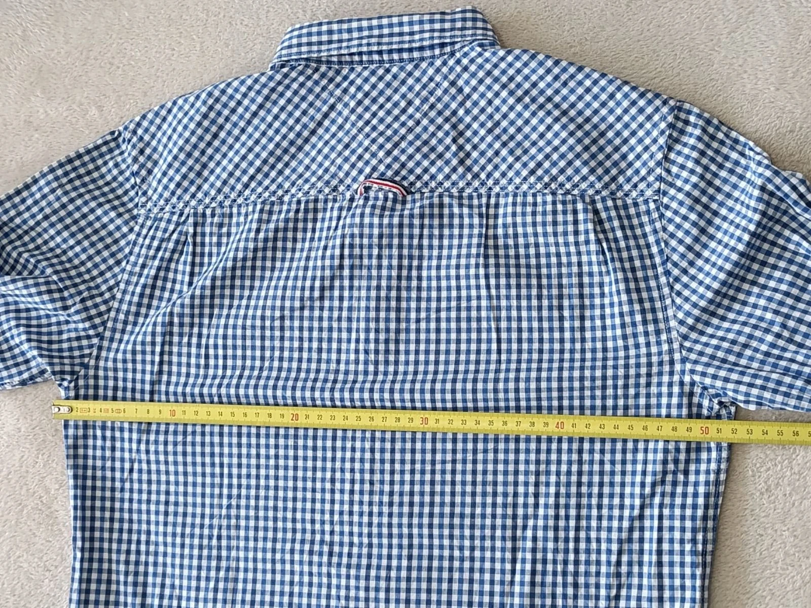 Camisa Tommy Jeans azul a cuadros blancos Logo bordado Talla M – photo 19